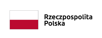 Logotyp Rzeczypospolitej Polskiej. Z lewej flaga polski. Obok napis Rzeczypospolita Polska